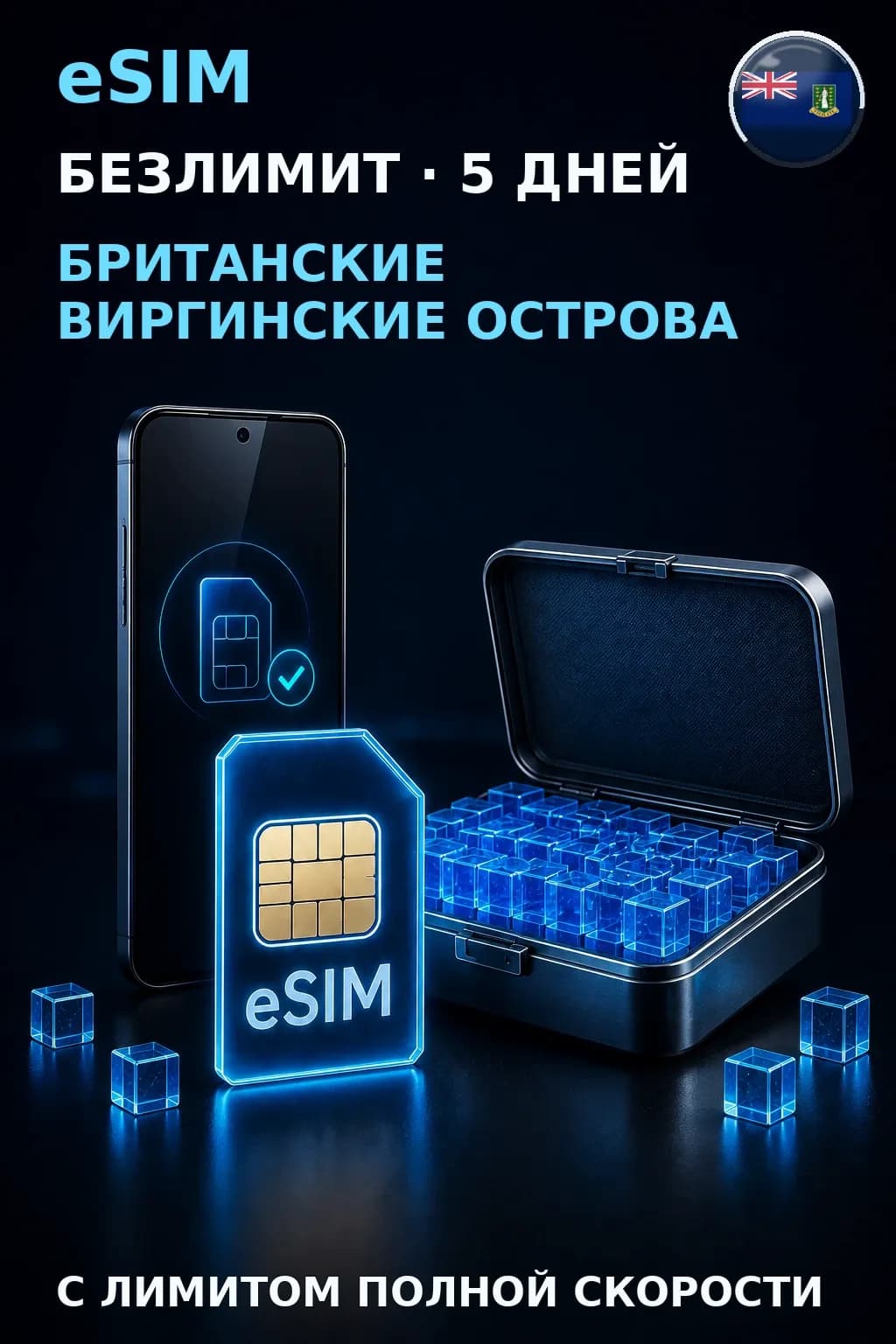 eSIM Британские Виргинские Острова — БЕЗЛИМИТ, 5 дней — интернет