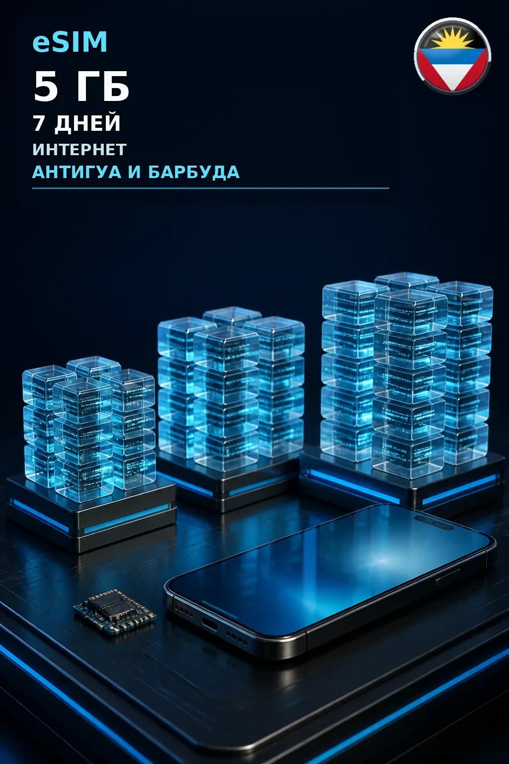 eSIM Антигуа и Барбуда — 5 ГБ, 7 дней — интернет