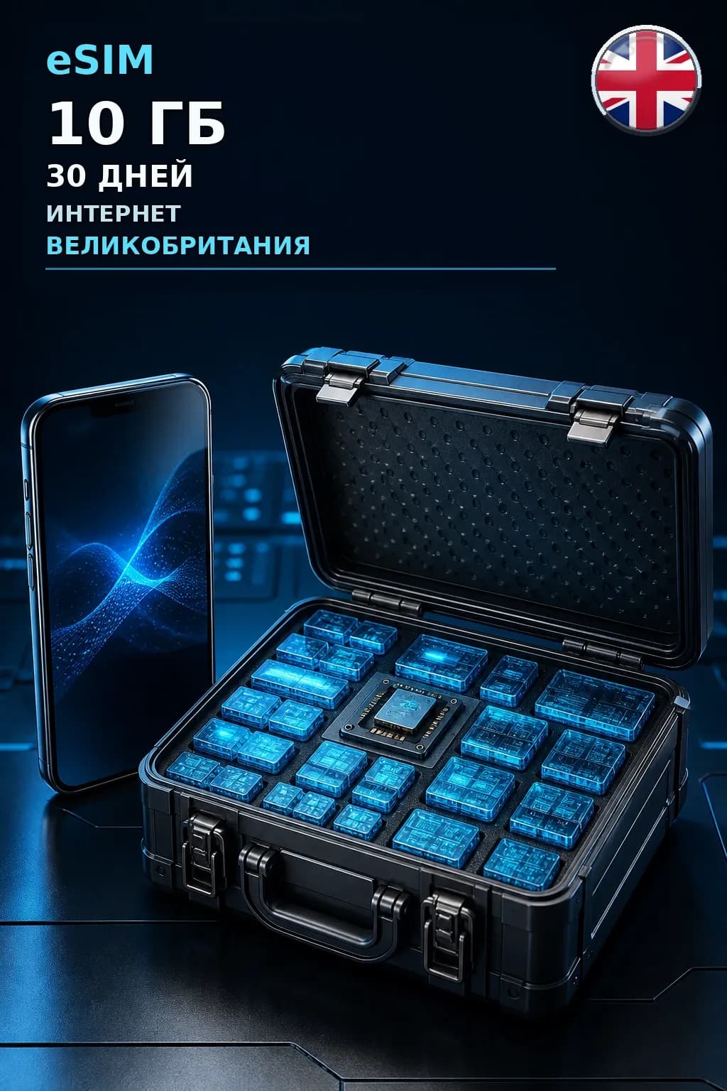 eSIM Великобритания — 10 ГБ, 30 дней — интернет