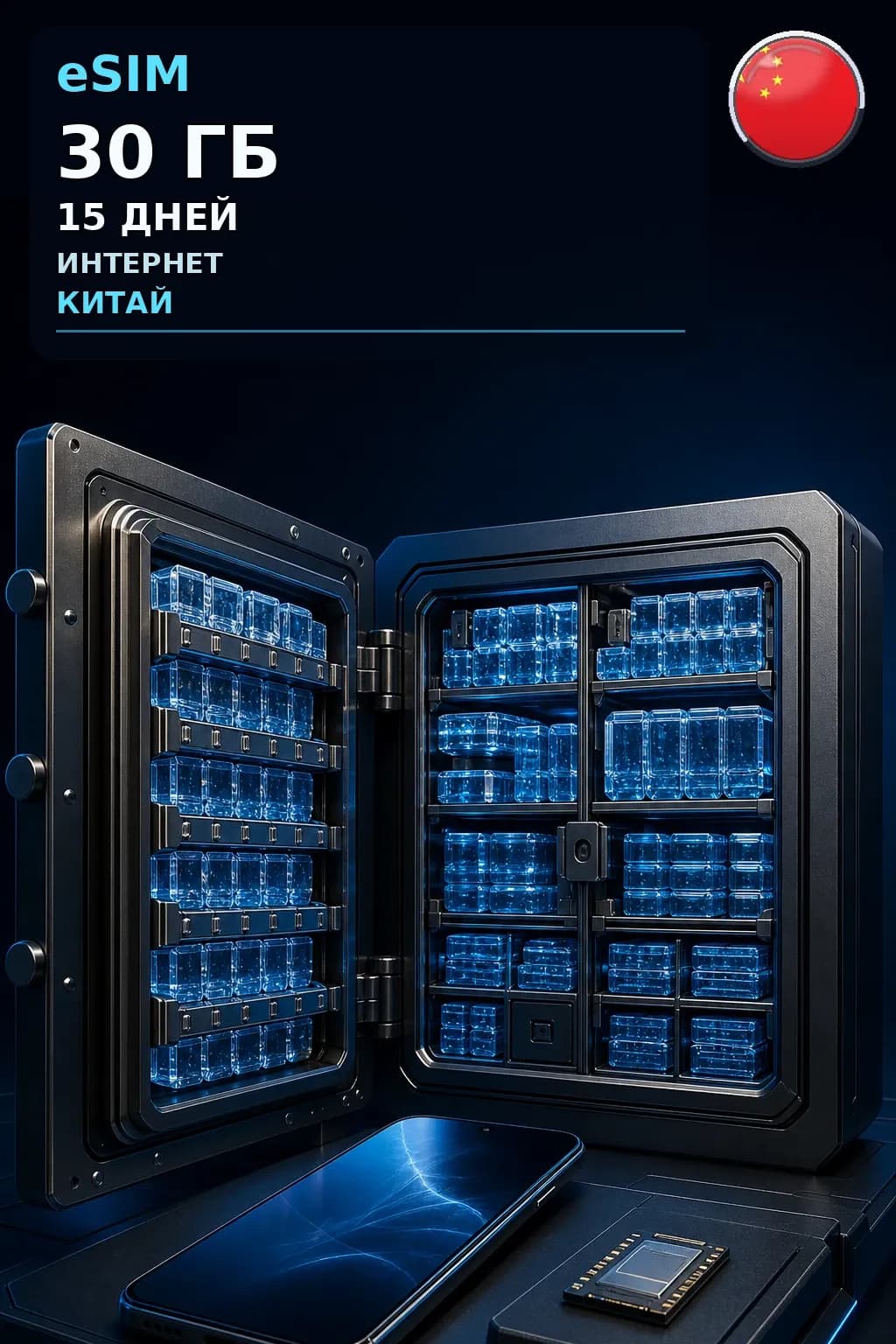 eSIM Китай — 30 ГБ, 15 дней — интернет