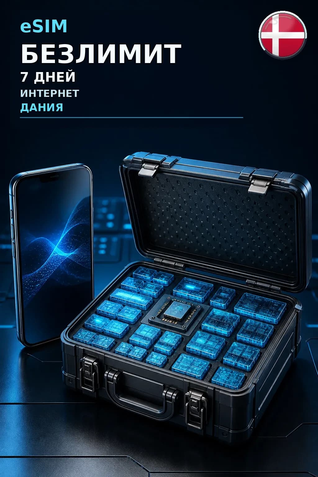 eSIM Дания — БЕЗЛИМИТ, 7 дней — интернет