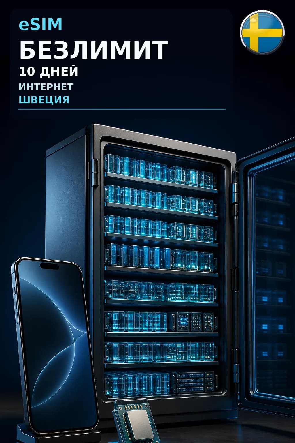 eSIM Швеция — БЕЗЛИМИТ, 10 дней — интернет