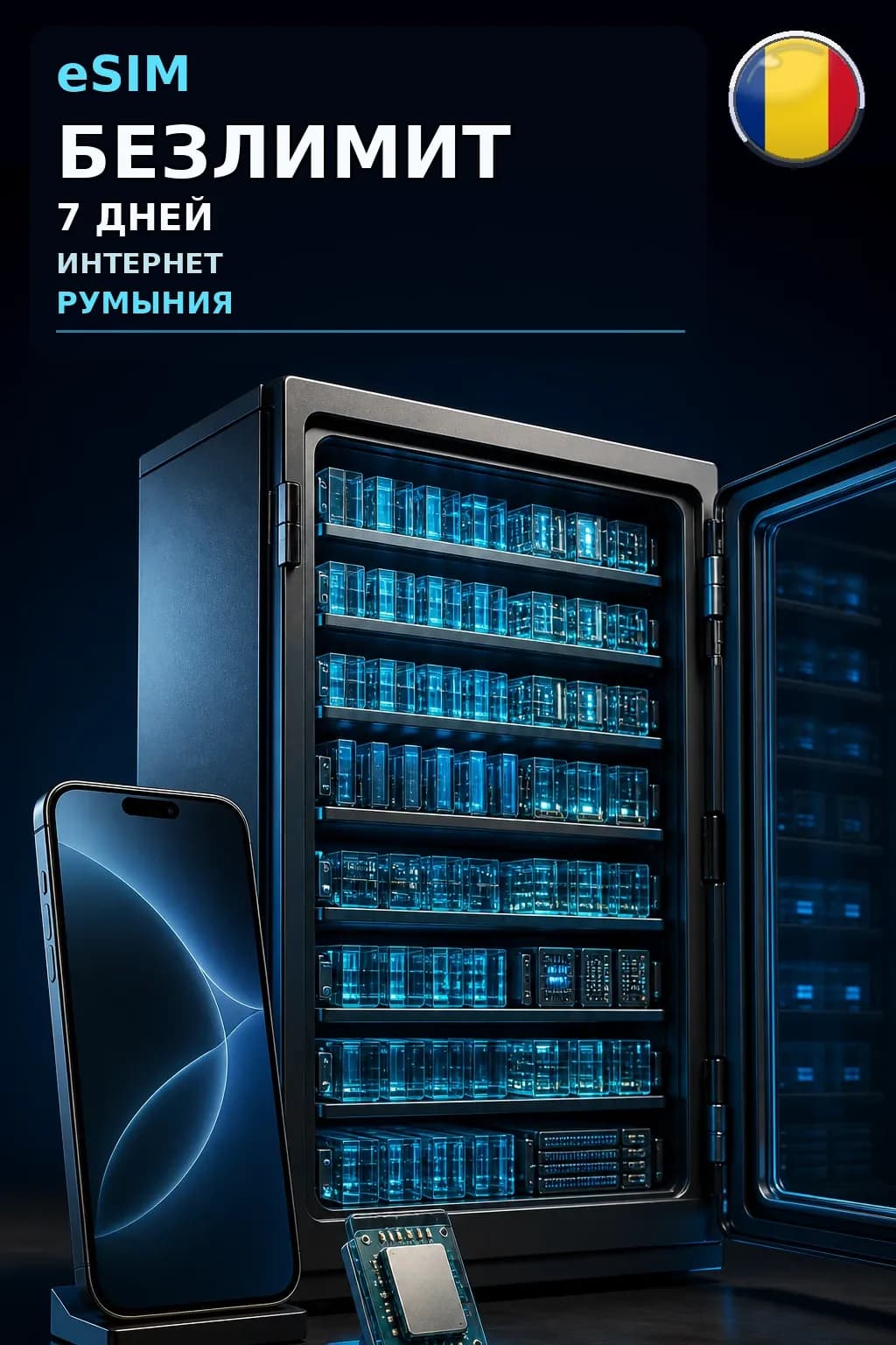 eSIM Румыния — БЕЗЛИМИТ, 7 дней — интернет