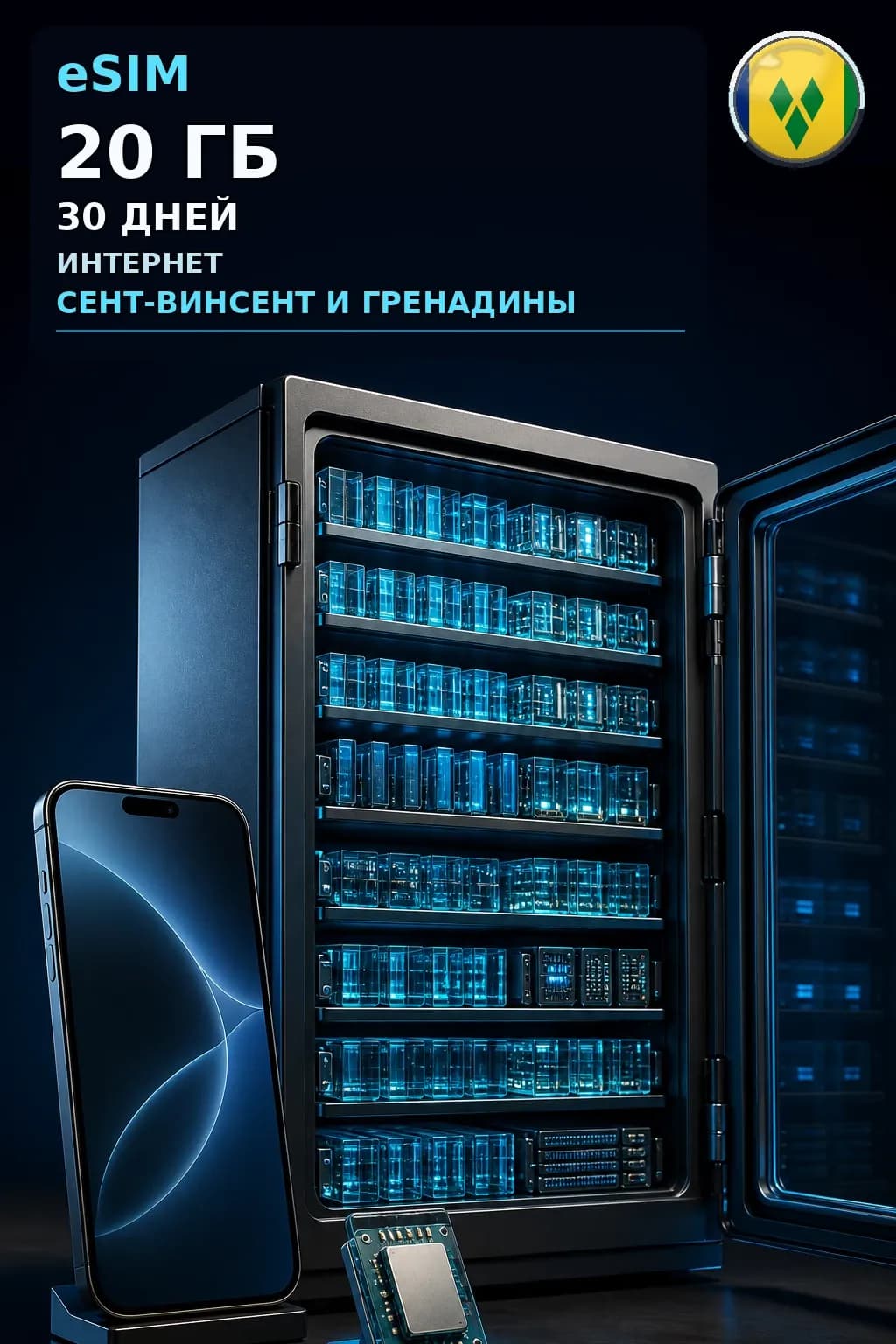 eSIM Сент-Винсент и Гренадины — 20 ГБ, 30 дней — интернет