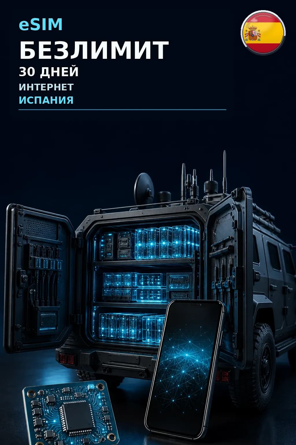 eSIM Испания — БЕЗЛИМИТ, 30 дней — интернет