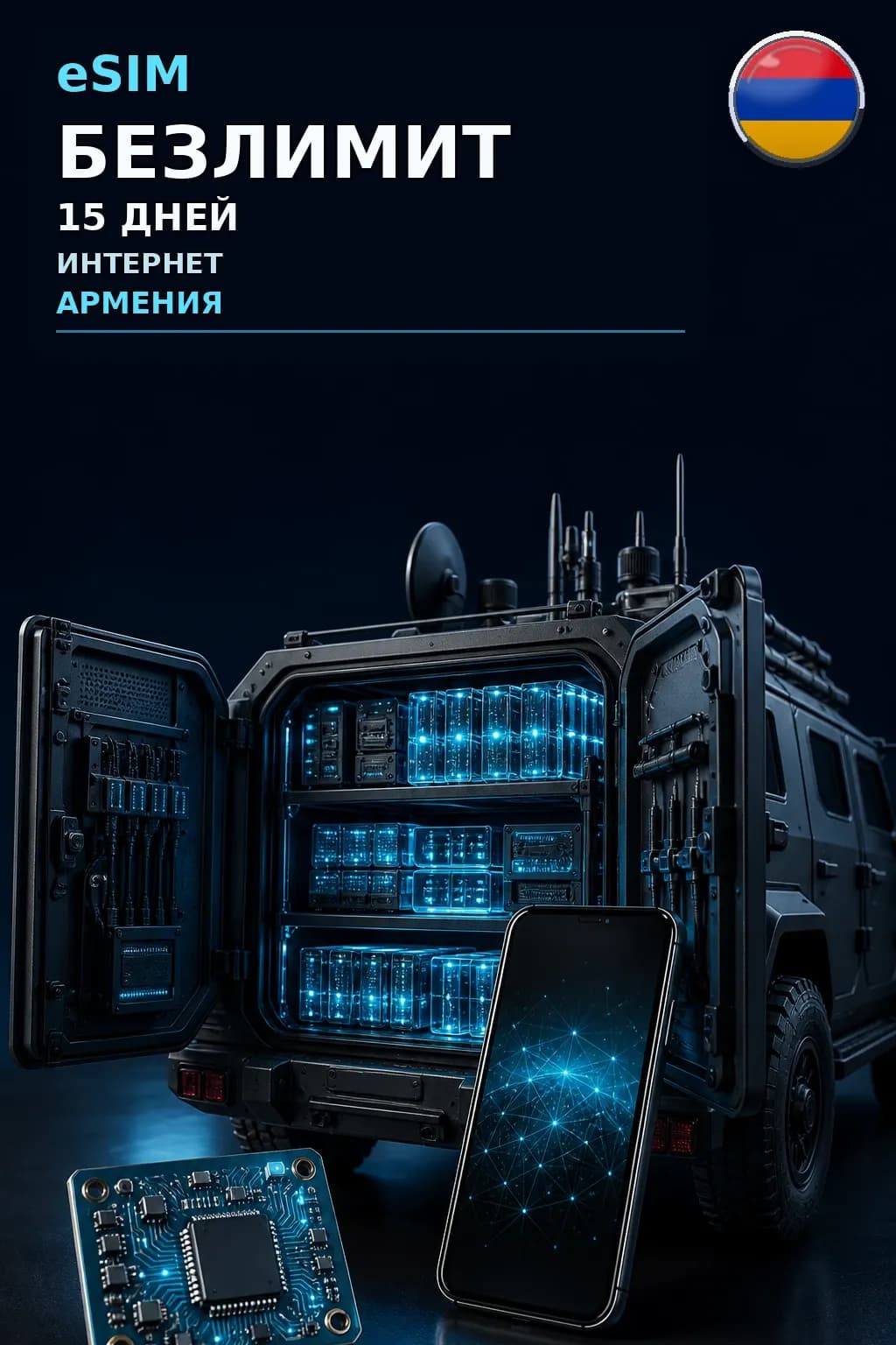 eSIM Армения — БЕЗЛИМИТ, 15 дней — интернет