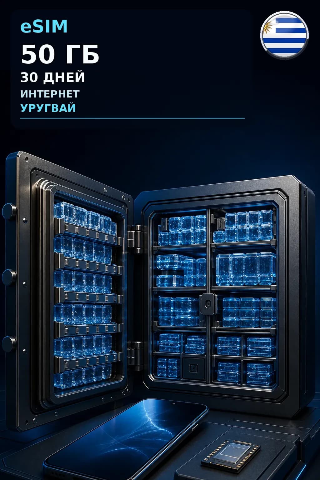 eSIM Уругвай — 50 ГБ, 30 дней — интернет