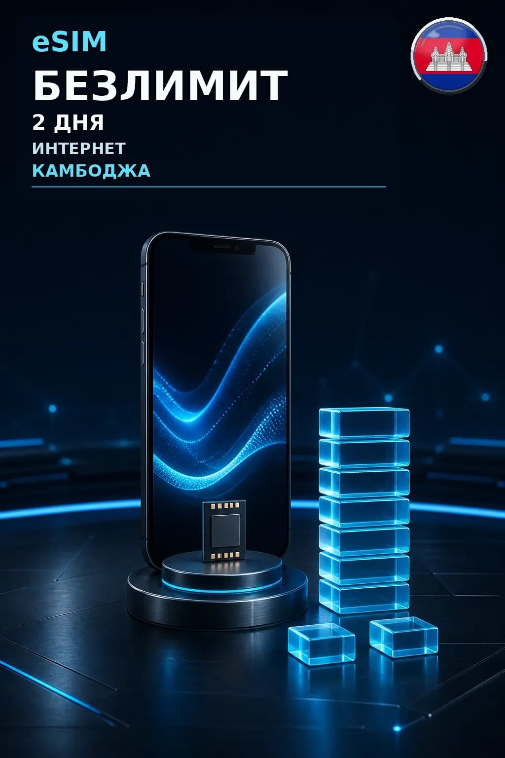 eSIM Камбоджа — БЕЗЛИМИТ, 2 дня — интернет