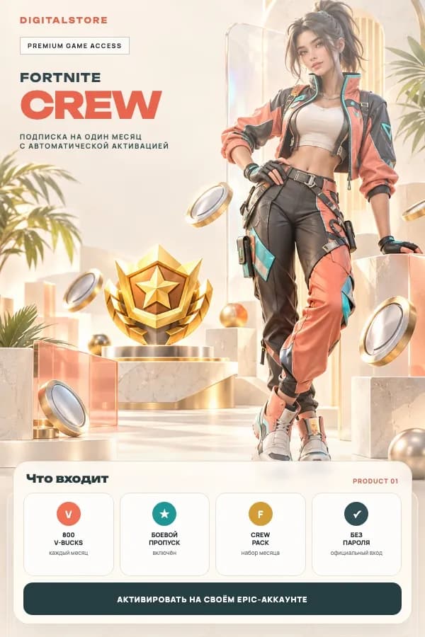 Подписка Fortnite Crew — активация на вашем Epic