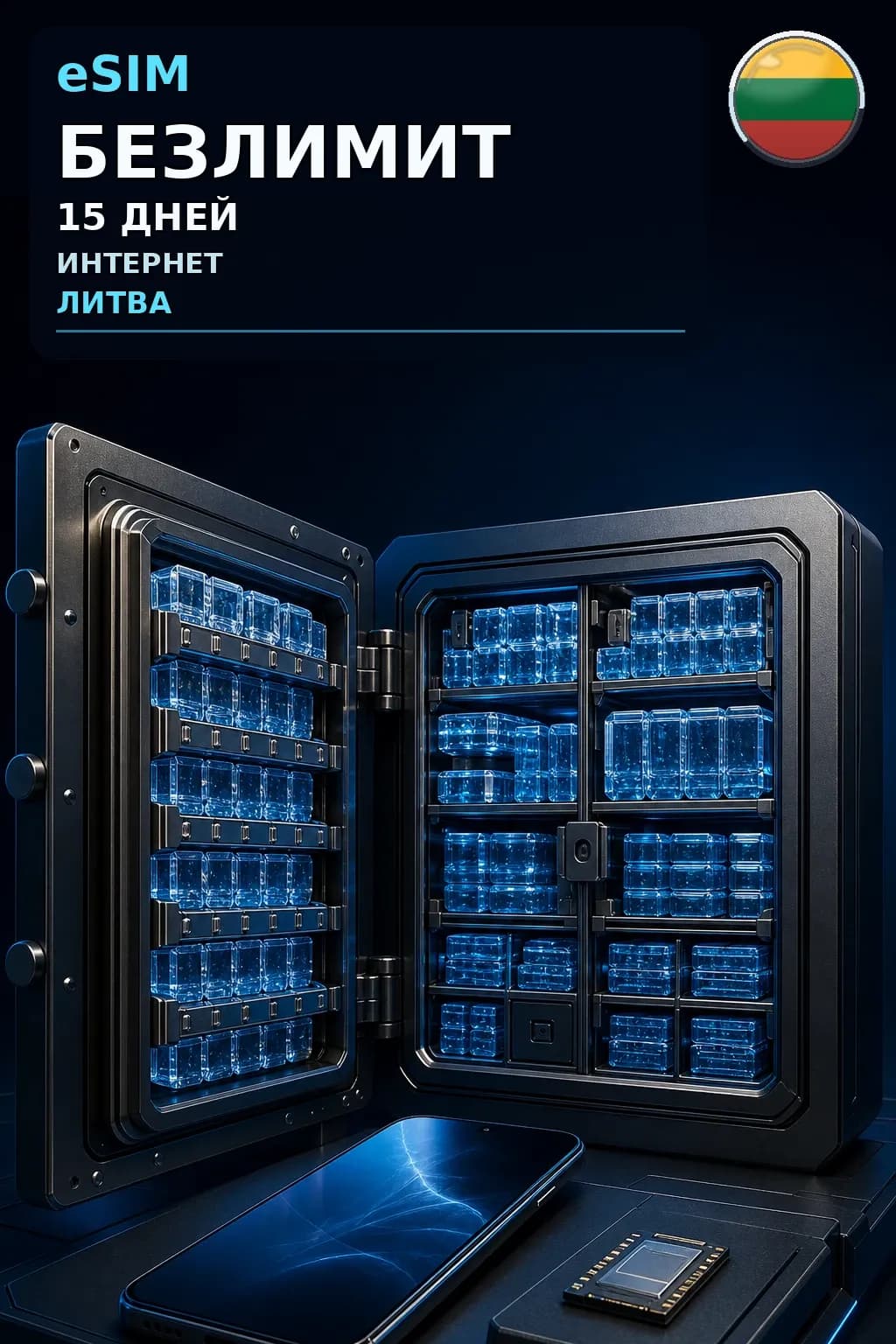 eSIM Литва — БЕЗЛИМИТ, 15 дней — интернет