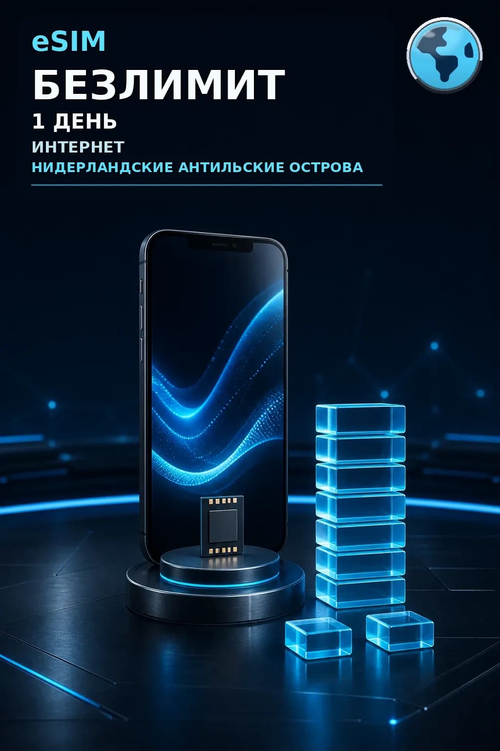 eSIM Нидерландские Антилы — БЕЗЛИМИТ, 1 день — интернет