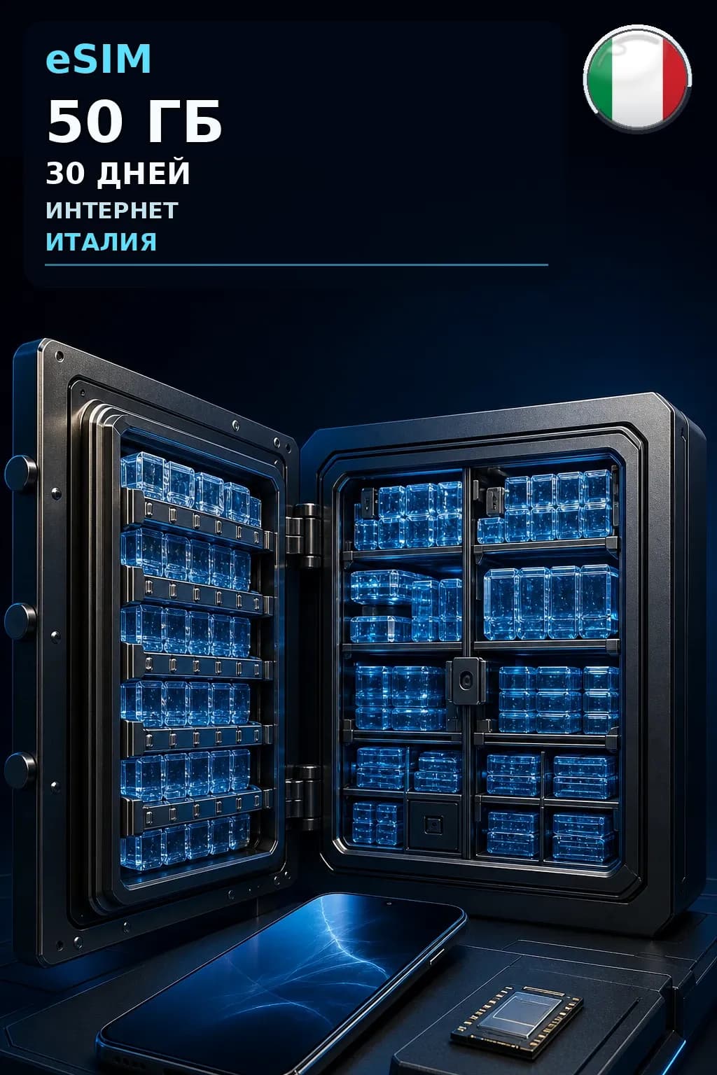 eSIM Италия — 50 ГБ, 30 дней — интернет