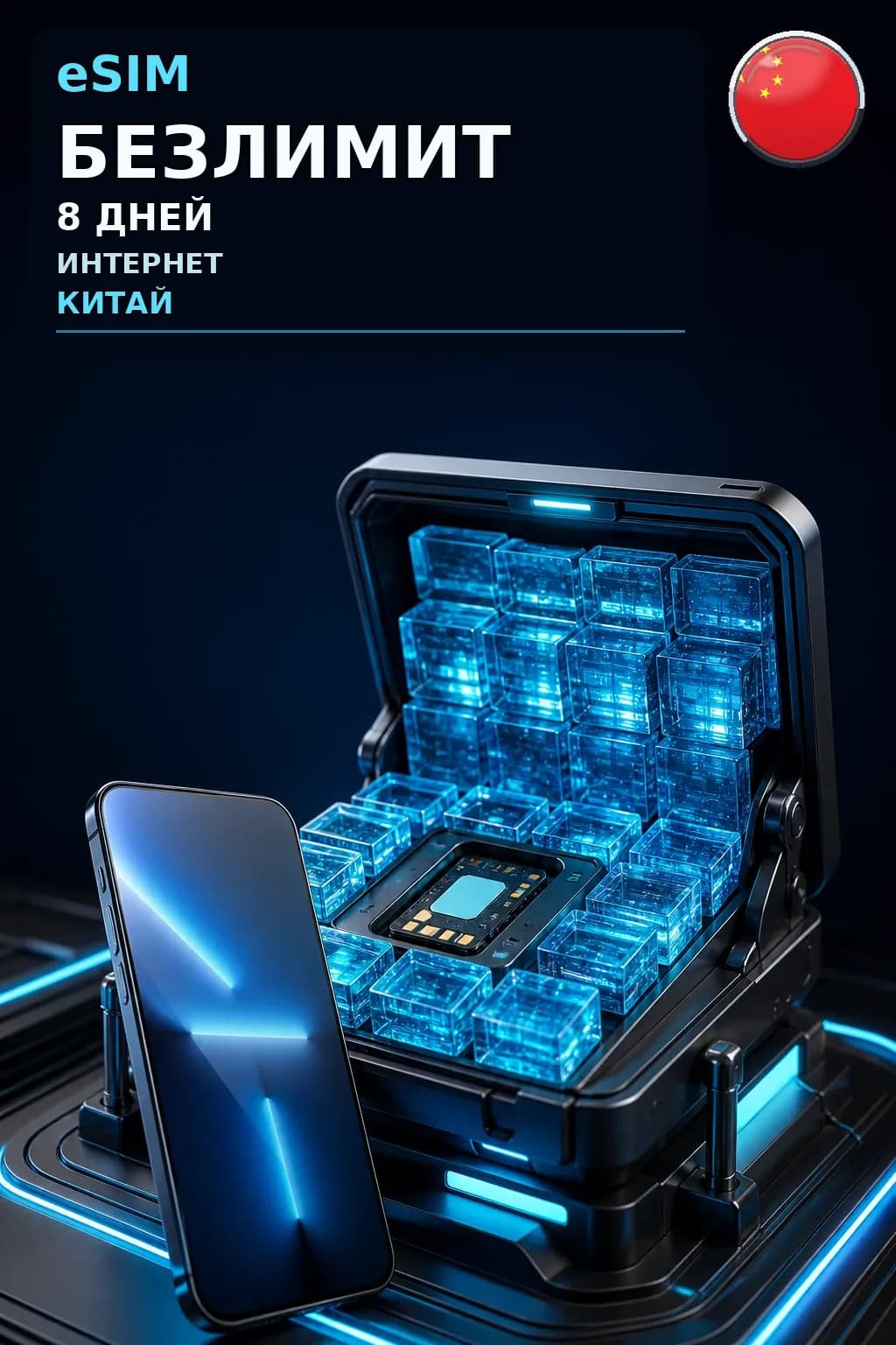 eSIM Китай — БЕЗЛИМИТ, 8 дней — интернет