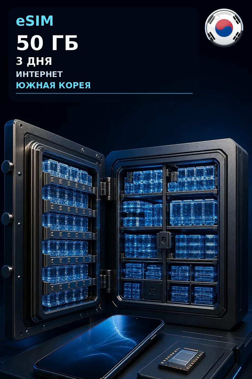 eSIM Южная Корея — 50 ГБ, 3 дня — интернет
