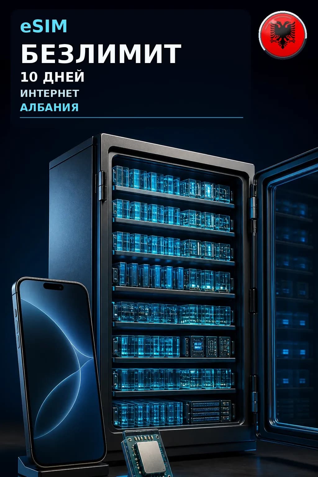 eSIM Албания — БЕЗЛИМИТ, 10 дней — интернет