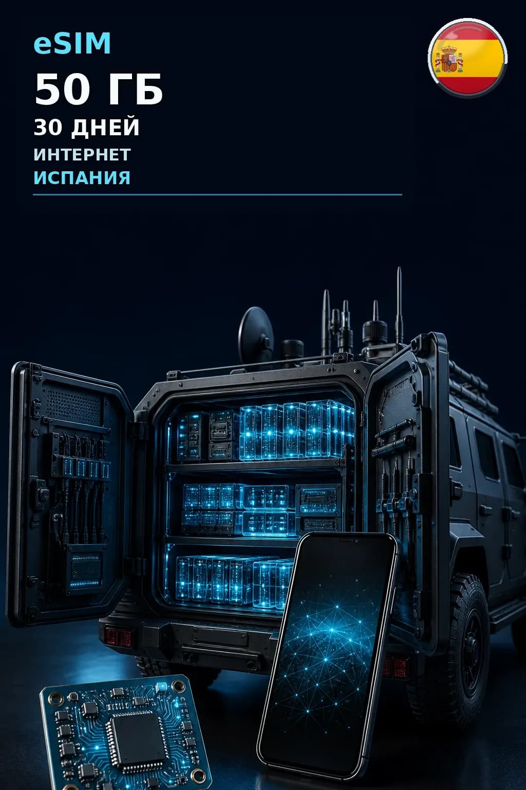 eSIM Испания — 50 ГБ, 30 дней — интернет