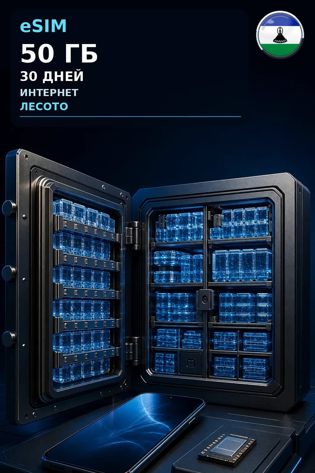 eSIM Лесото — 50 ГБ, 30 дней — интернет