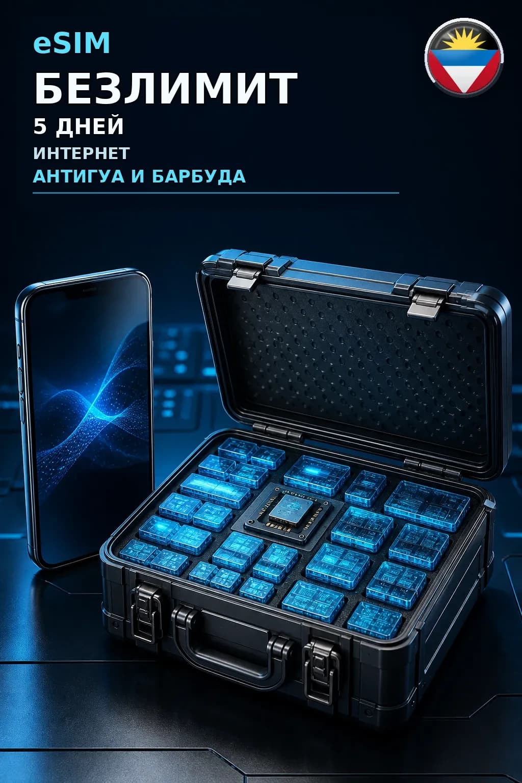 eSIM Антигуа и Барбуда — БЕЗЛИМИТ, 5 дней — интернет