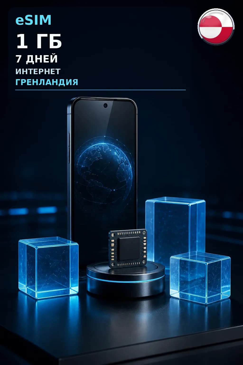 eSIM Гренландия — 1 ГБ, 7 дней — интернет
