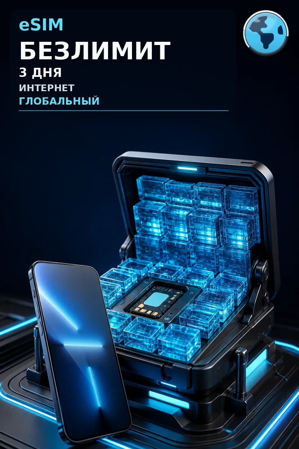 eSIM Глобальный — БЕЗЛИМИТ, 3 дня — интернет