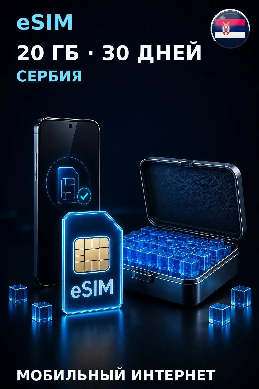 eSIM Сербия — 20 ГБ, 30 дней — интернет