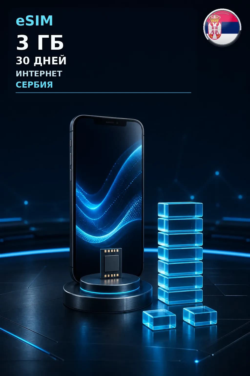 eSIM Сербия — 3 ГБ, 30 дней — интернет