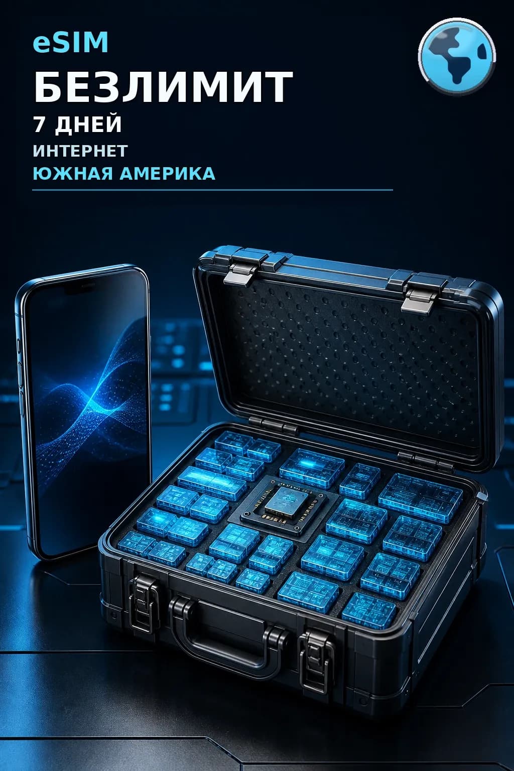 eSIM Южная Америка — БЕЗЛИМИТ, 7 дней — интернет