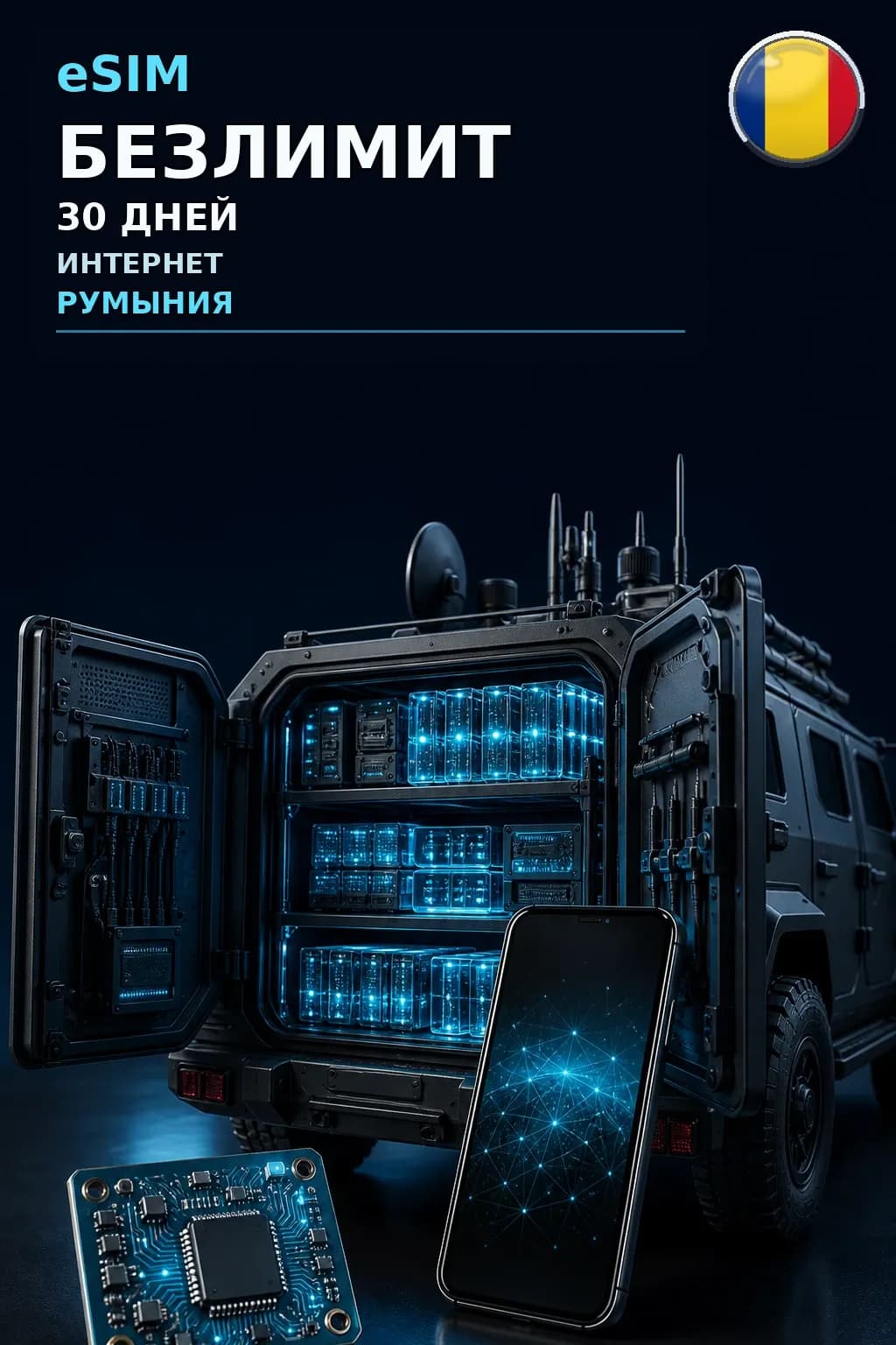 eSIM Румыния — БЕЗЛИМИТ, 30 дней — интернет