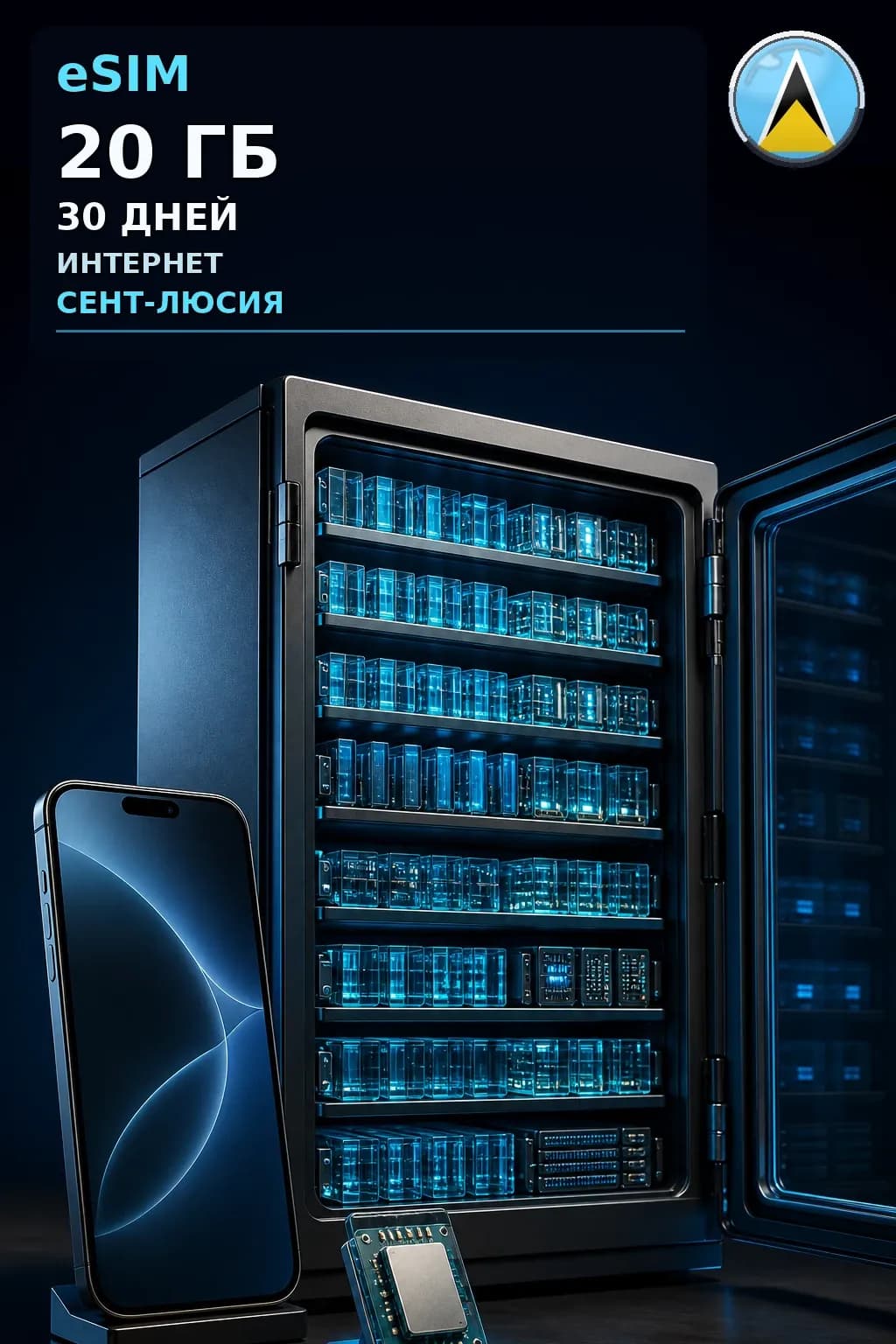 eSIM Сент-Люсия — 20 ГБ, 30 дней — интернет