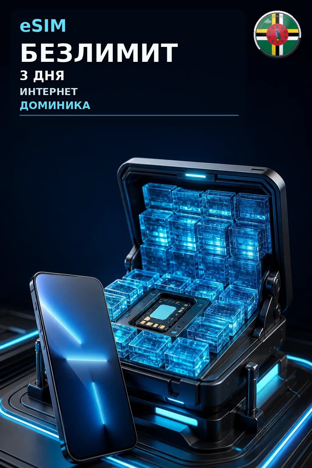 eSIM Доминика — БЕЗЛИМИТ, 3 дня — интернет
