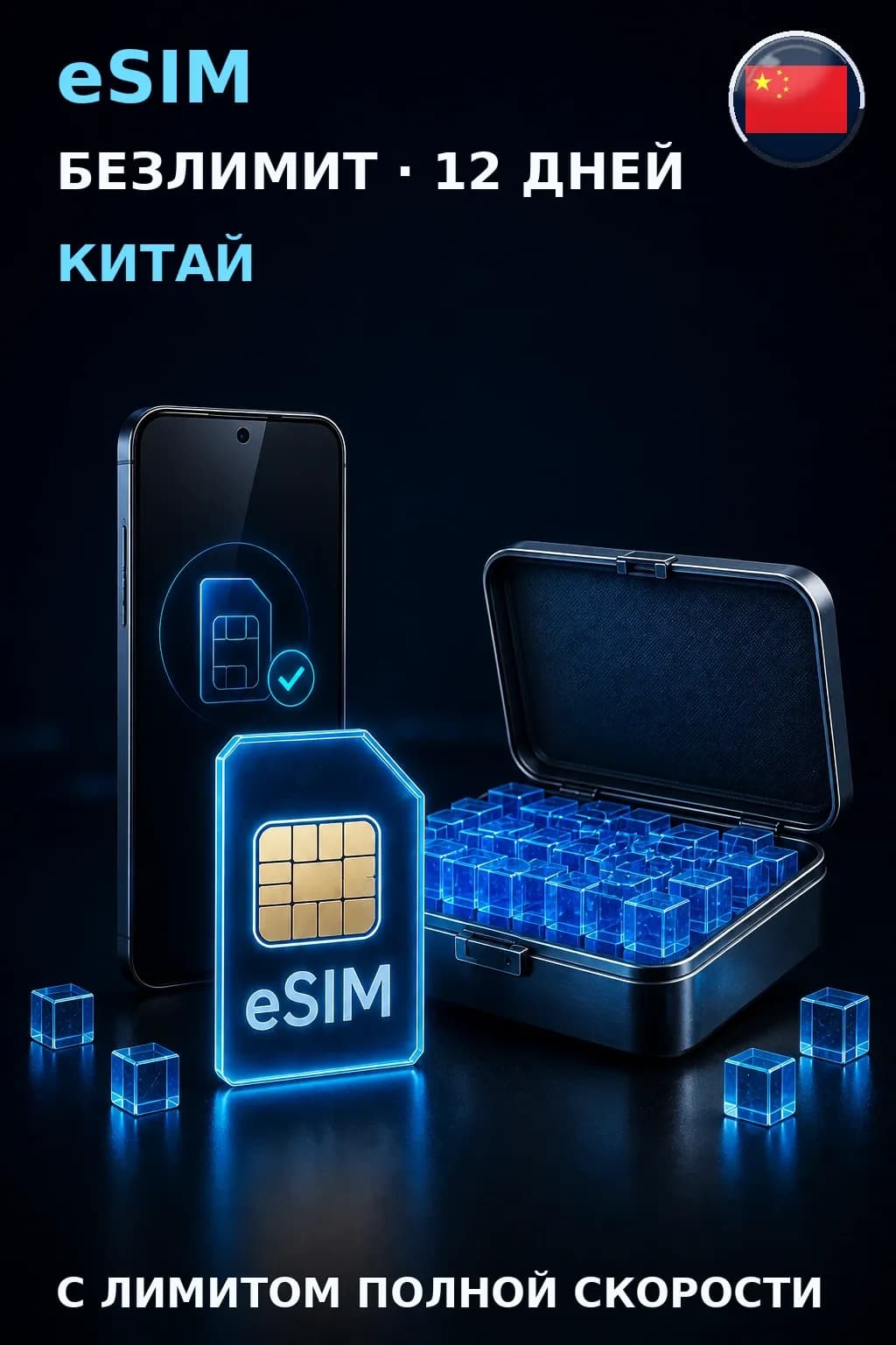 eSIM Китай — БЕЗЛИМИТ, 12 дней — интернет