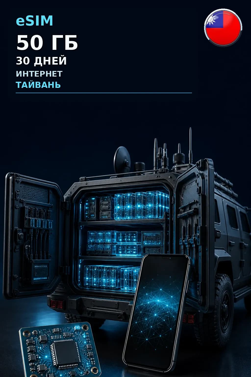 eSIM Тайвань — 50 ГБ, 30 дней — интернет