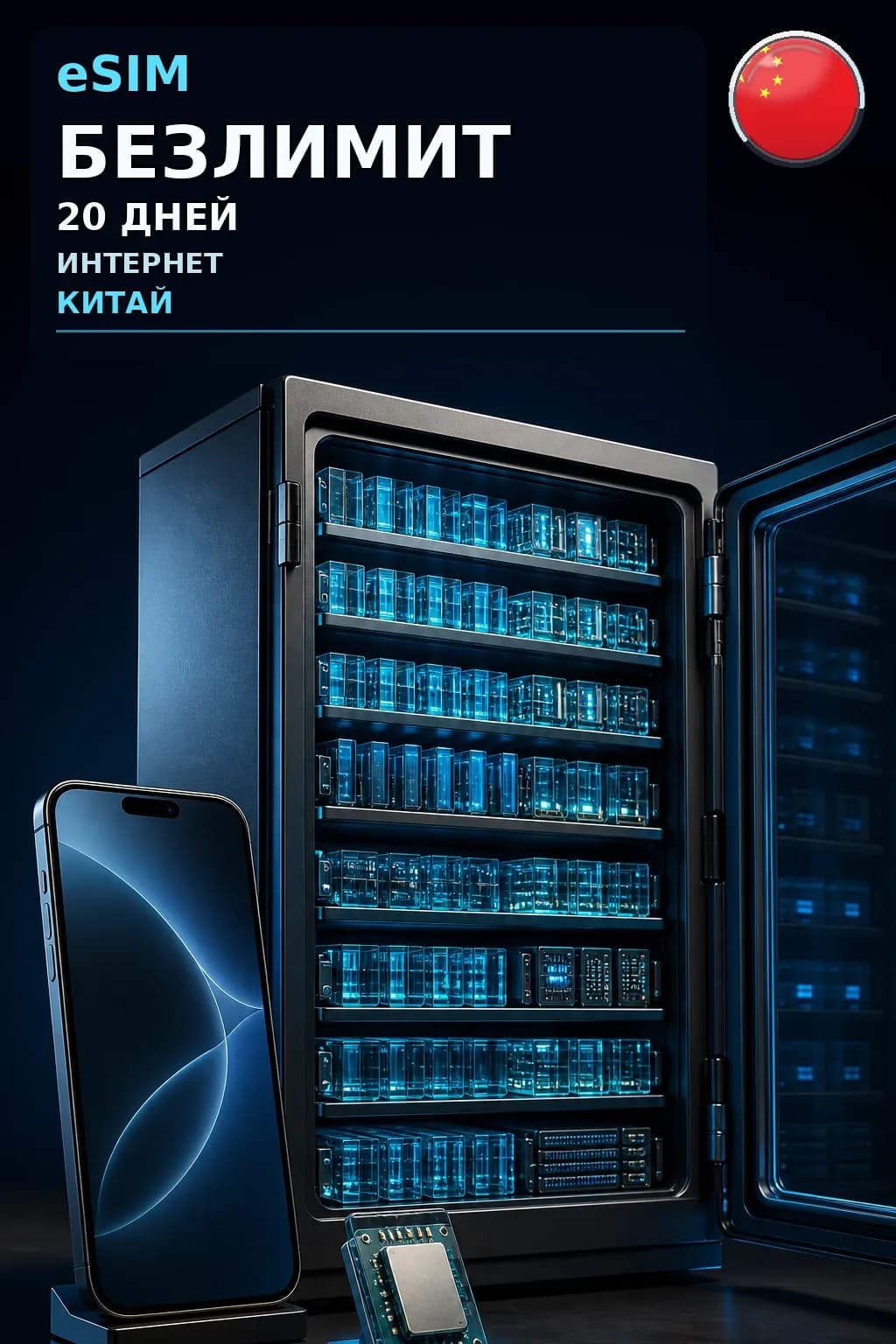 eSIM Китай — БЕЗЛИМИТ, 20 дней — интернет