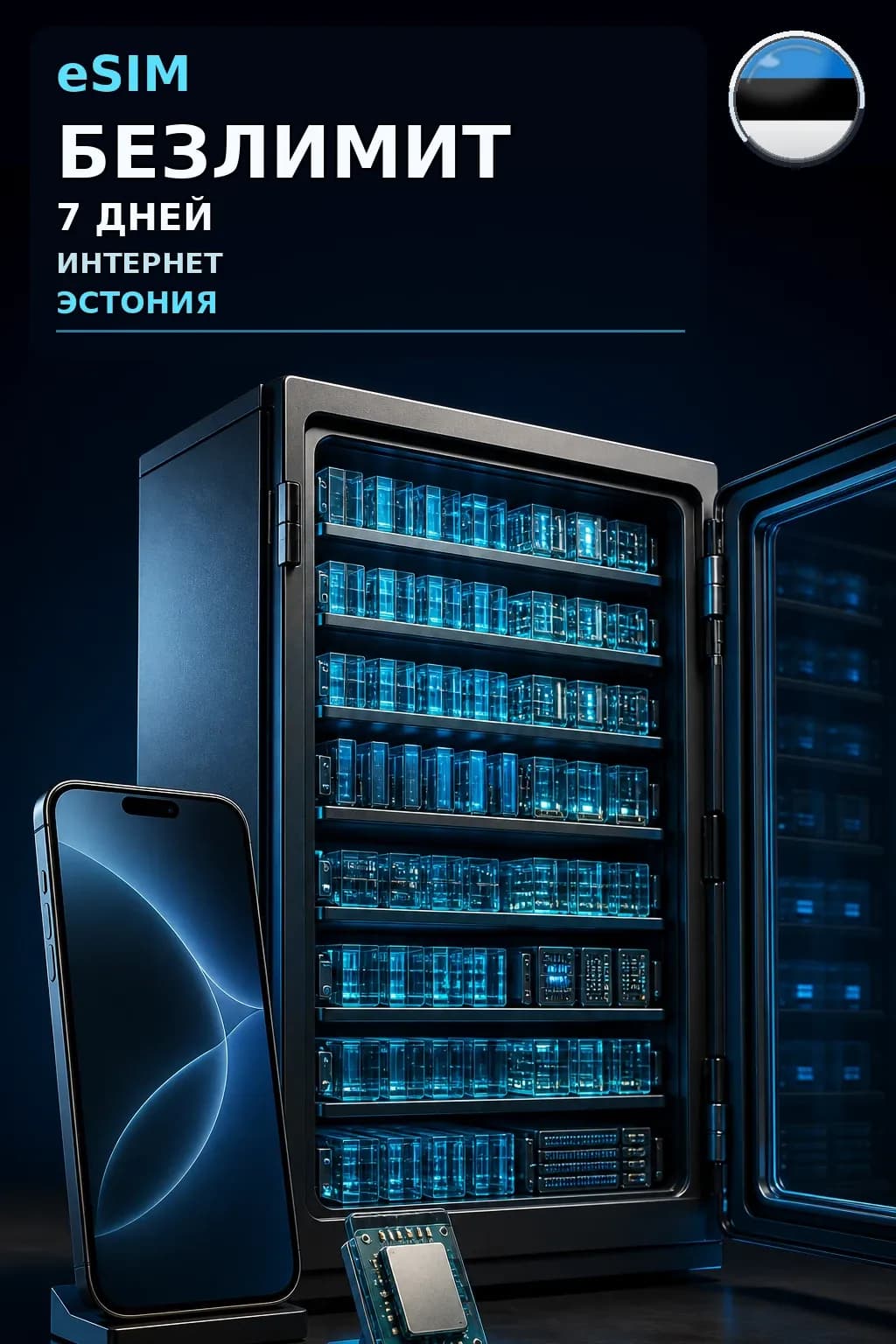 eSIM Эстония — БЕЗЛИМИТ, 7 дней — интернет