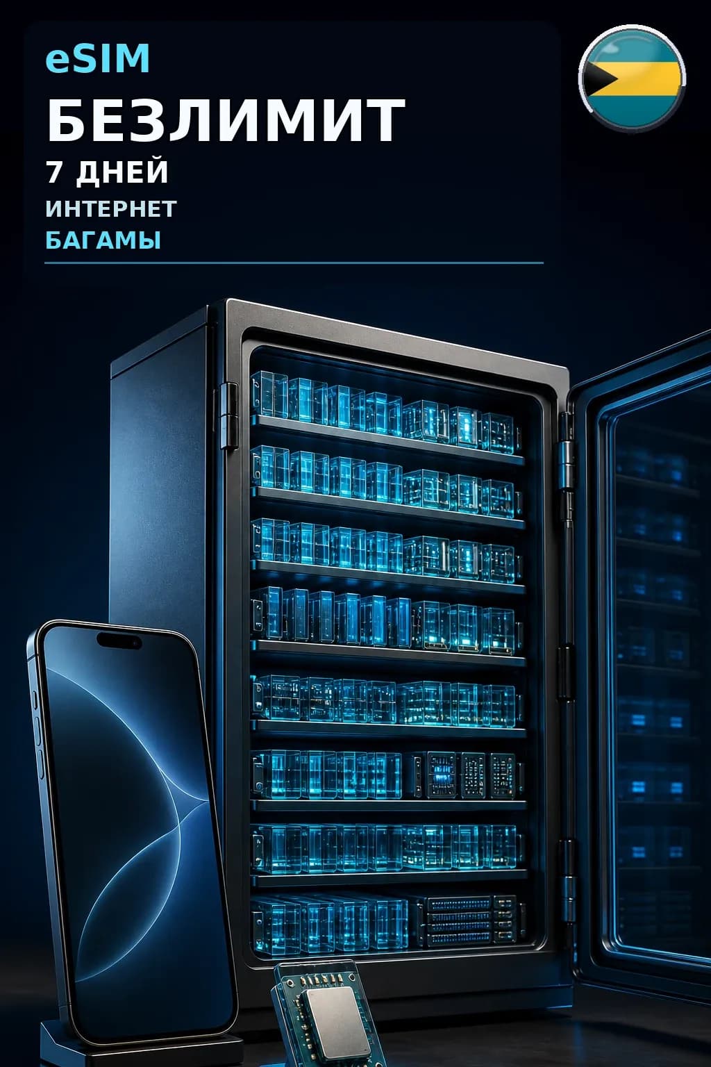 eSIM Багамы — БЕЗЛИМИТ, 7 дней — интернет