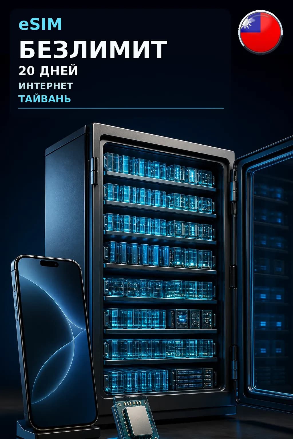 eSIM Тайвань — БЕЗЛИМИТ, 20 дней — интернет