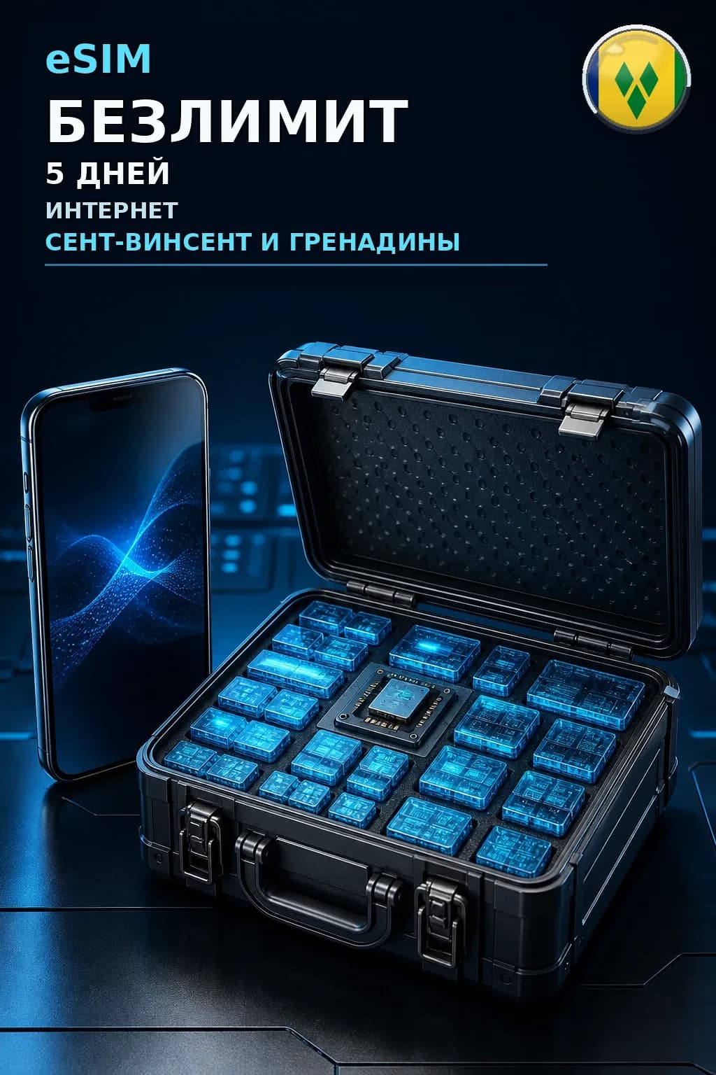 eSIM Сент-Винсент и Гренадины — БЕЗЛИМИТ, 5 дней — интернет