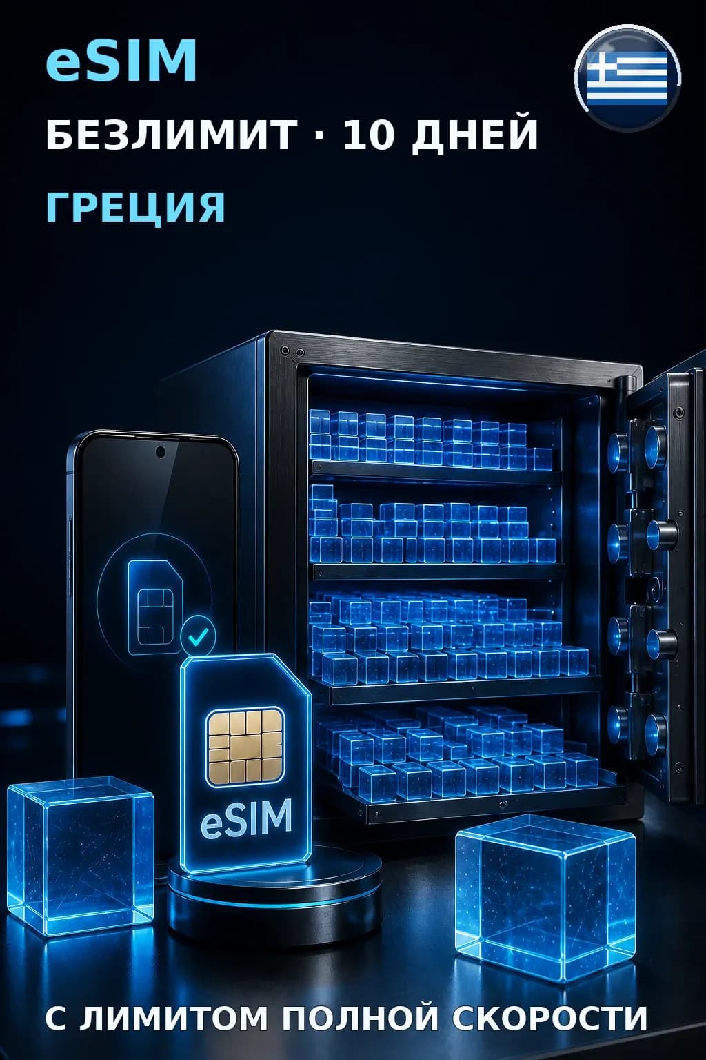 eSIM Греция — БЕЗЛИМИТ, 10 дней — интернет