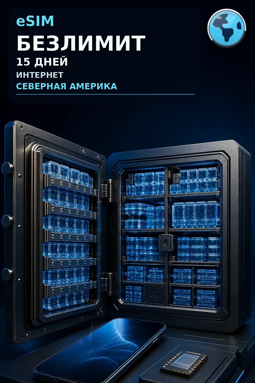 eSIM Северная Америка — БЕЗЛИМИТ, 15 дней — интернет
