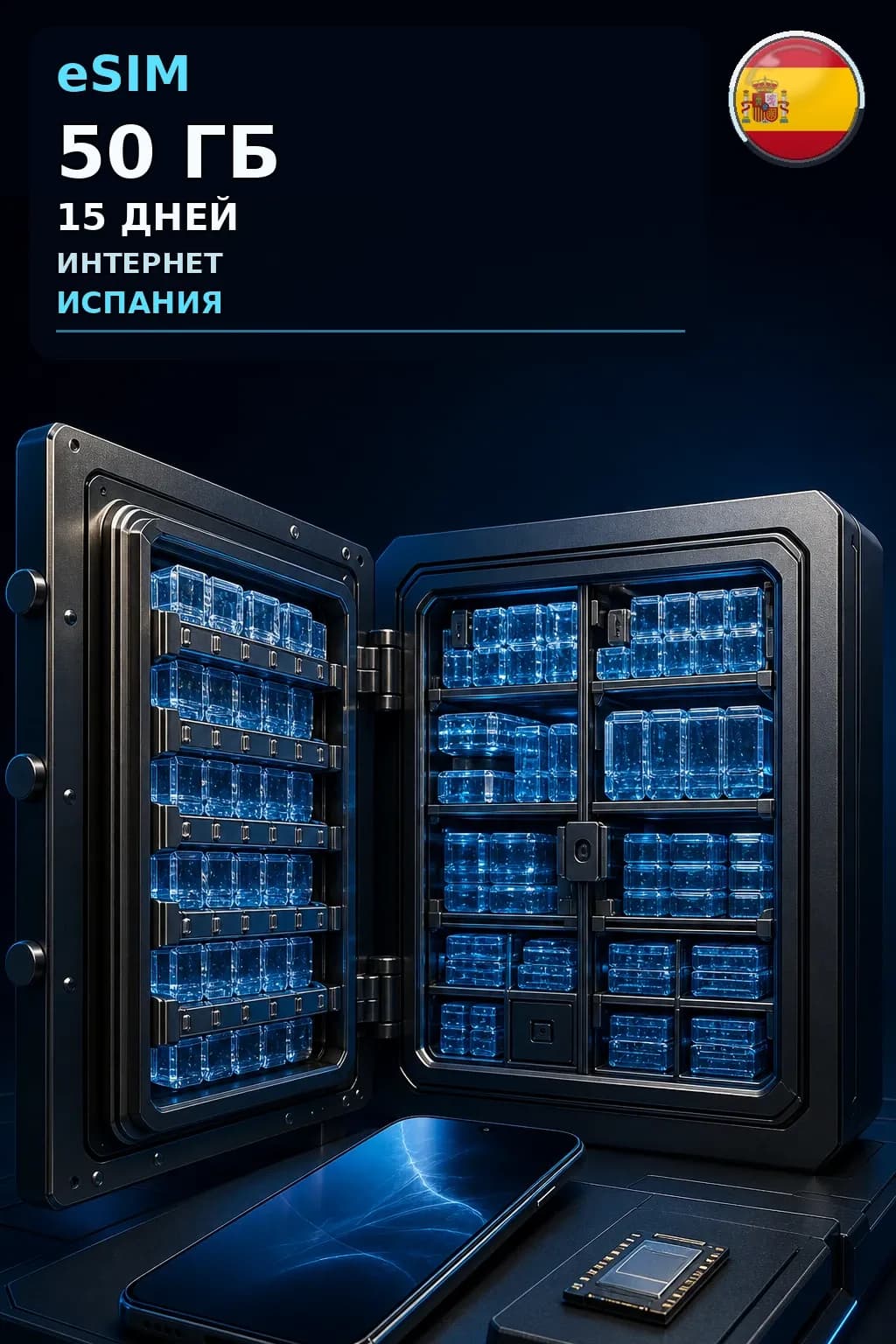 eSIM Испания — 50 ГБ, 15 дней — интернет