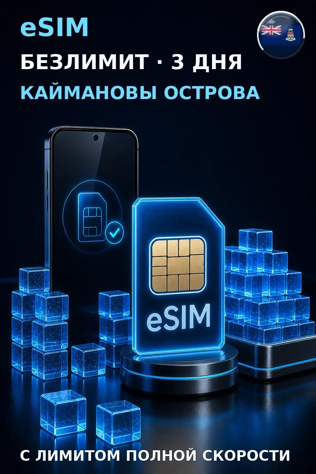 eSIM Каймановы Острова — БЕЗЛИМИТ, 3 дня — интернет