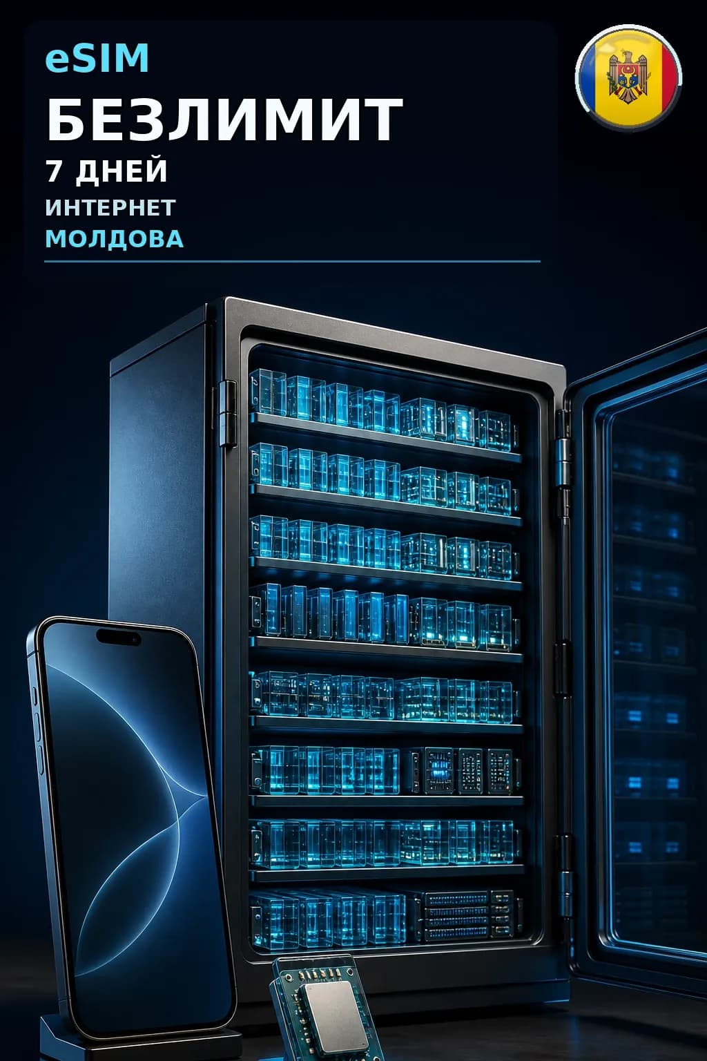 eSIM Молдова — БЕЗЛИМИТ, 7 дней — интернет