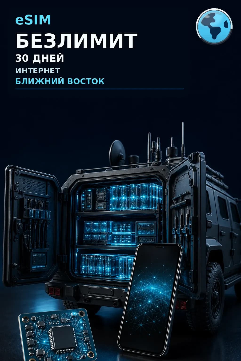eSIM Ближний Восток — БЕЗЛИМИТ, 30 дней — интернет