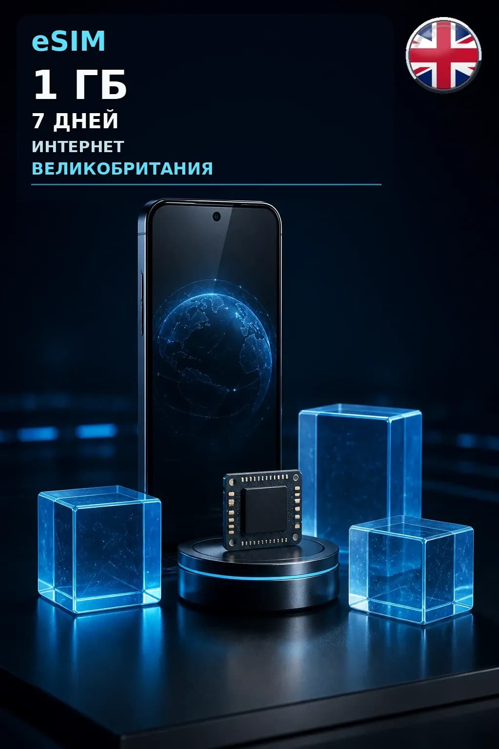 eSIM Великобритания — 1 ГБ, 7 дней — интернет