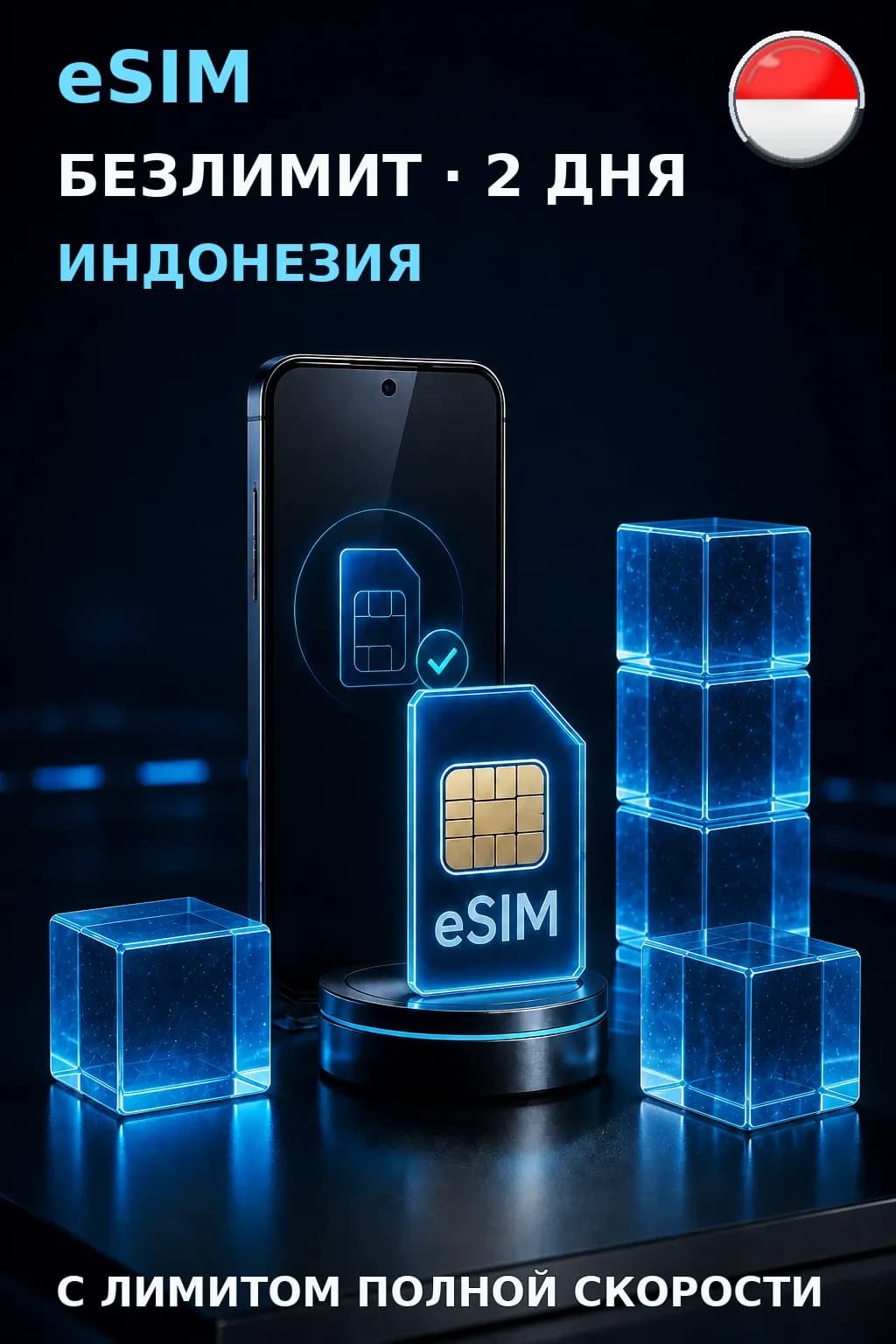 eSIM Индонезия — БЕЗЛИМИТ, 2 дня — интернет