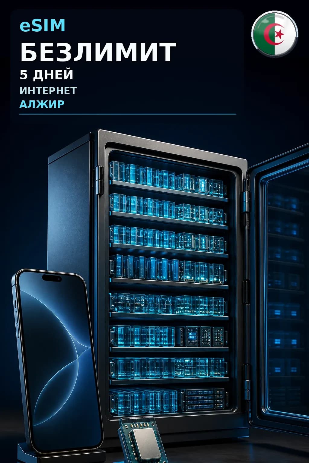 eSIM Алжир — БЕЗЛИМИТ, 5 дней — интернет