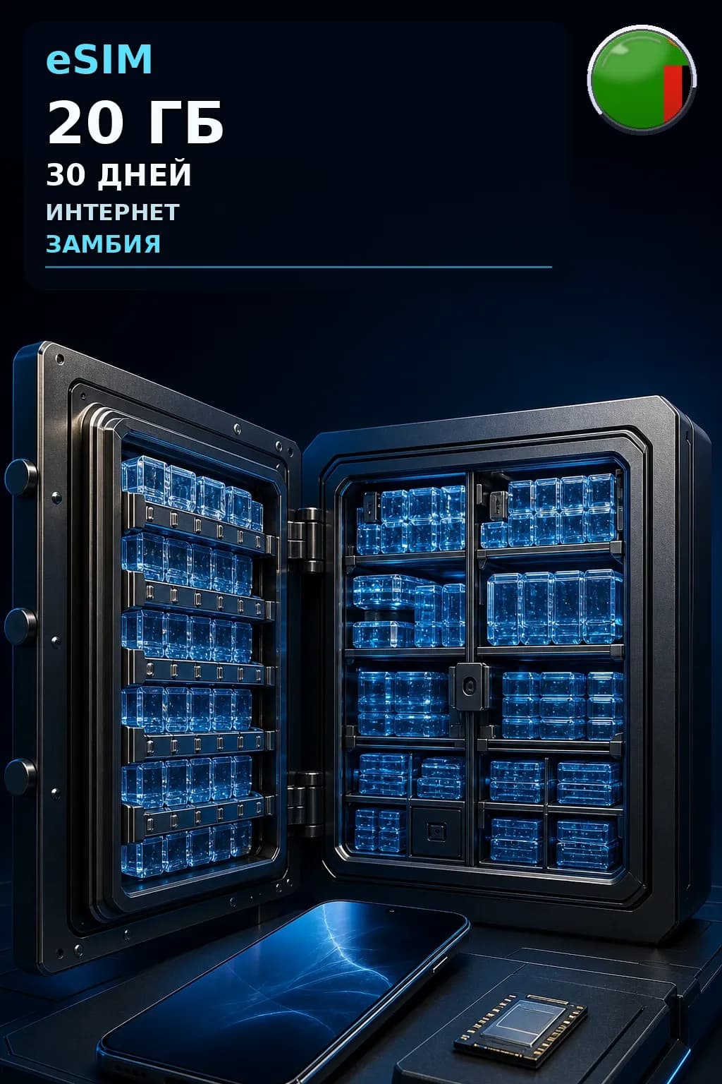 eSIM Замбия — 20 ГБ, 30 дней — интернет