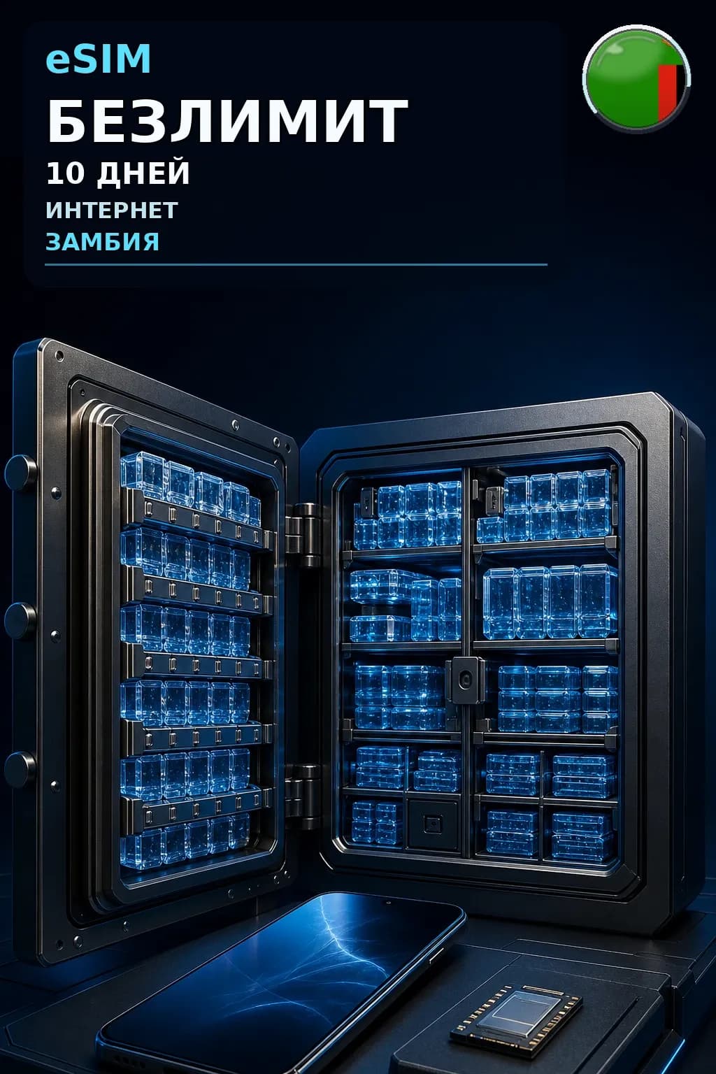 eSIM Замбия — БЕЗЛИМИТ, 10 дней — интернет