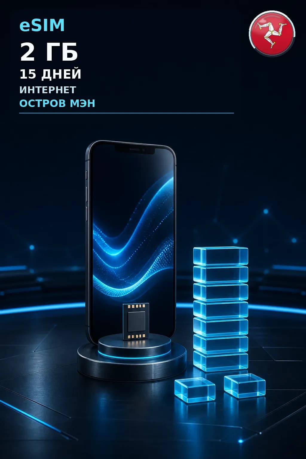 eSIM Остров Мэн — 2 ГБ, 15 дней — интернет