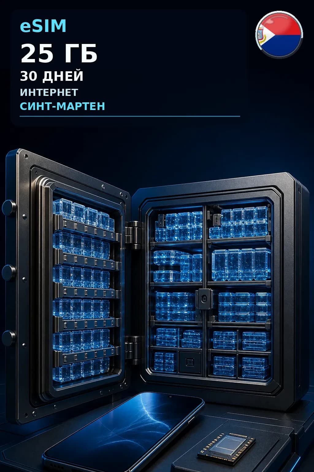 eSIM Синт-Мартен — 25 ГБ, 30 дней — интернет